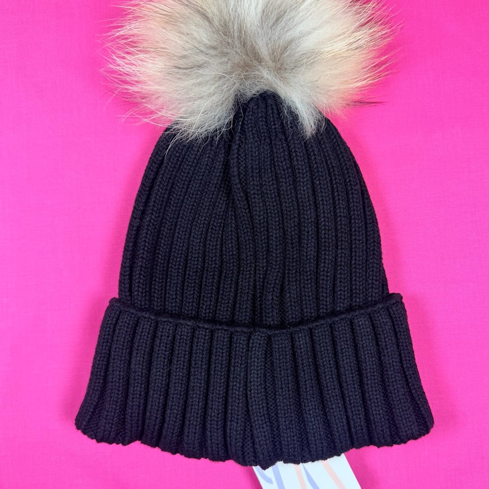 Moncler Women’s Black Knit Beanie w/ Pom Pom – New - Picture 4 of 4